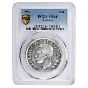 SOLD Canada 1952 $1 Silver Dollar Coin - PCGS MS-61