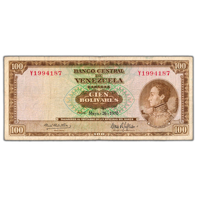 Venezuela 1970 100 Bolivares Note P #48g - Circulated