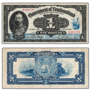 SOLD $1 1920 Government of Newfoundland Note Hickey-Brownrigg NF-12b - Nice VF