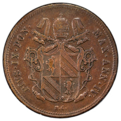 Papal States 1849 2 Baiocchi Coin KM #1343
