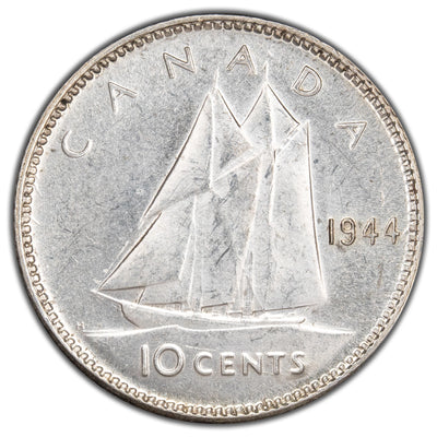 Canada 1944 10 Cents Dime Silver Coin - Uncirculated