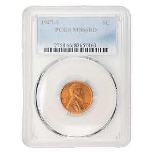 SOLD United States 1947-S Lincoln Wheat Cent Coin - PCGS MS-66 Red