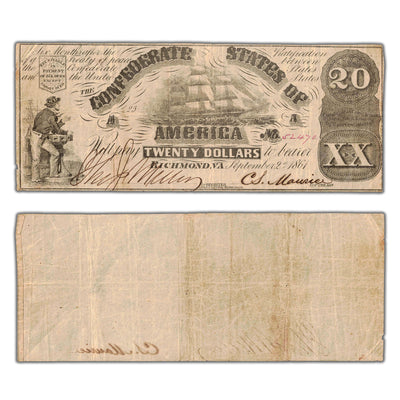 SOLD United States 1861 Confederate States of America $20 Note Criswell CS#18