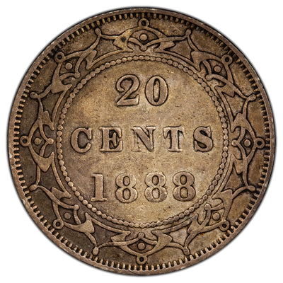 Newfoundland 1888 20 Cents Silver Coin - Fine +