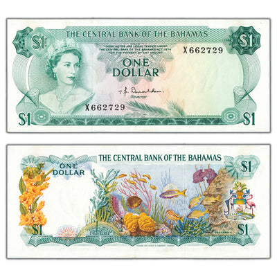 Bahamas 1974 $1 One Dollar Note P #35a - AU