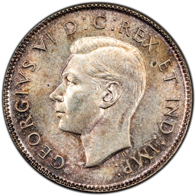 Canada 1945 25 Cents Quarter Silver Coin - MS-60