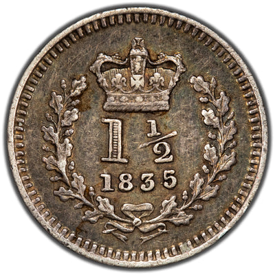 SOLD Great Britain 1835 1 1/2 Pence Silver Coin