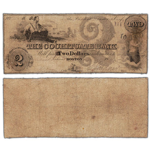 United States 1800's $2 The Cochituate Bank Note - Circulated