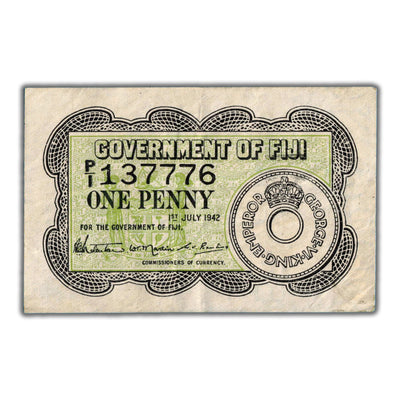 SOLD Fiji 1942 1 One Penny Coin P #47a - VF