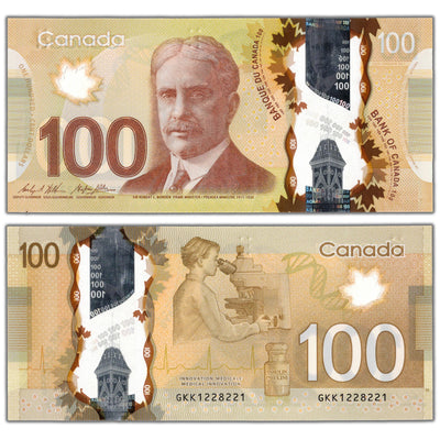 $100 2011 Bank of Canada Note GKK Prefix 3 Digit Radar BC-73c - Choice UNC
