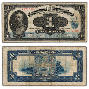 SOLD $1 1920 Government of Newfoundland Note Hickey-Brownrigg NF-12b