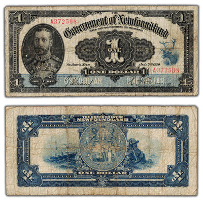 SOLD $1 1920 Government of Newfoundland Note Hickey-Brownrigg NF-12b