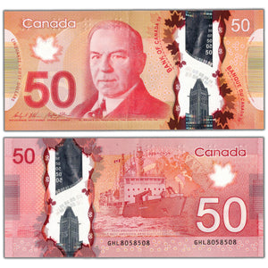 SOLD $50 2012 Bank of Canada Note GHL Prefix 3 Digit Radar BC-72b - EF+