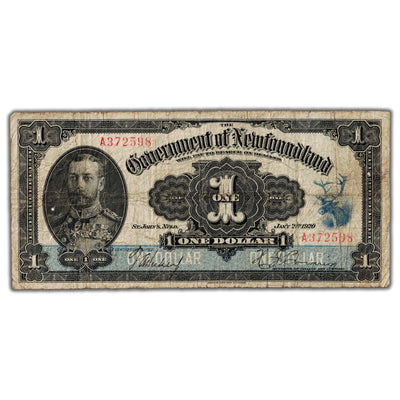 SOLD $1 1920 Government of Newfoundland Note Hickey-Brownrigg NF-12b