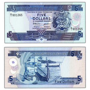 SOLD Solomon Islands ND (1986) $5 Five Dollars Note P #14 - Choice Uncirculated