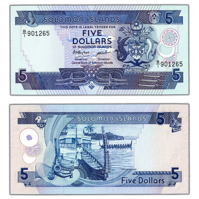 SOLD Solomon Islands ND (1986) $5 Five Dollars Note P #14 - Choice Uncirculated