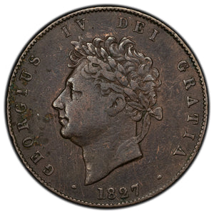 Great Britain 1827 1/2 Half Penny Coin KM #692