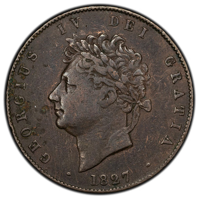 Great Britain 1827 1/2 Half Penny Coin KM #692