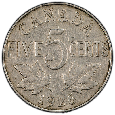 SOLD Canada 1926 Far 6 5 Cents Nickel Coin - Key Issue - VG+