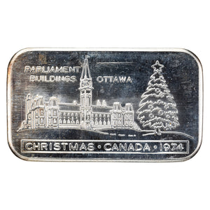 SOLD Western Mint 1oz .999 Fine Silver Bar - Parliament Buildings Christmas 1974