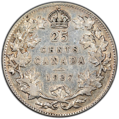 Canada 1927 25 Cents Quarter Silver Coin - Fine +