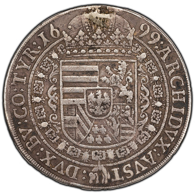 SOLD Austria Hall 1699 One Thaler Silver Coin KM #1303 - Ex. Jewelry