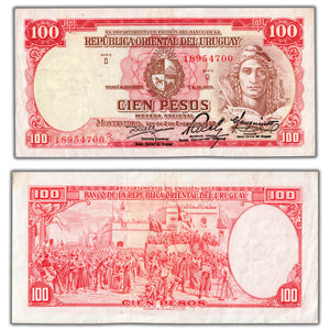 SOLD Uruguay 1939 100 Pesos Note P #39c2