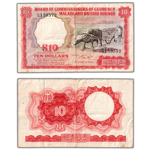 SOLD Malaya & British Borneo 1961 $10 Ten Dollars Note P #9b