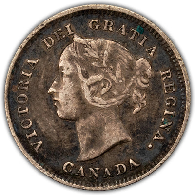 Canada 1885 Small 5 5 Cents Silver Coin - Very Fine