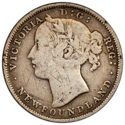 Newfoundland 1873 20 Cents Silver Coin - Reverse Damage