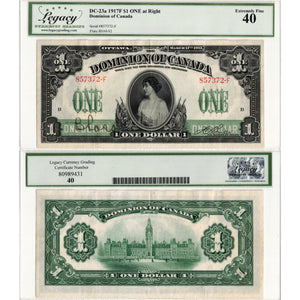 $1 1917 Dominion of Canada Note Boville ONE at Right Series F DC-23a - Legacy EF-40