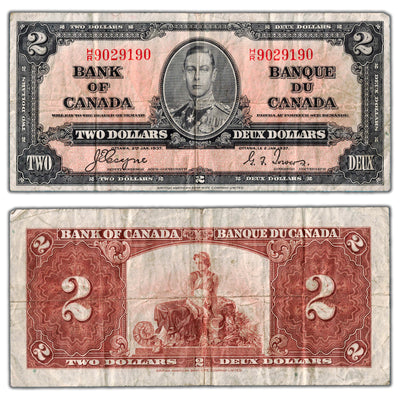 $2 1937 Bank of Canada Note Coyne-Towers H/R Prefix BC-22c - Fine