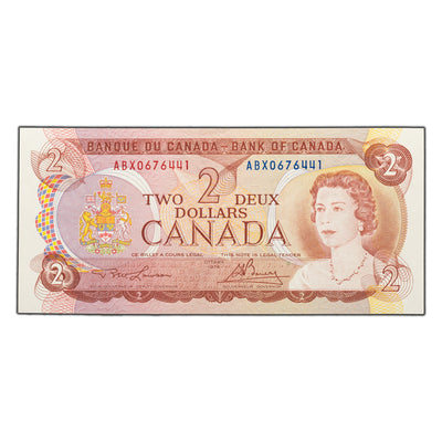 SOLD $2 1974 Bank of Canada Note ABX Replacement Prefix BC-47bA - AU