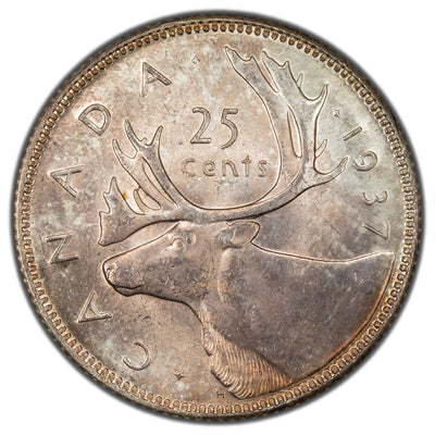 Canada 1937 25 Cents Quarter Silver Coin - Choice Uncirculated
