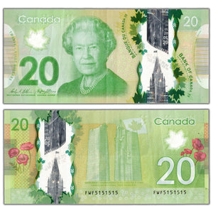 SOLD $20 2012 Bank of Canada Note FWF Prefix 2 Digit Radar BC-71b - VF