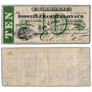 United States Stowell Chamberlain & Co 1862 10 Ten Cents Note - Circulated