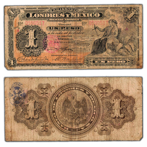 SOLD Mexico El Banco Londres Y Mexico 1914 1 One Peso Note P #S240 - Circulated