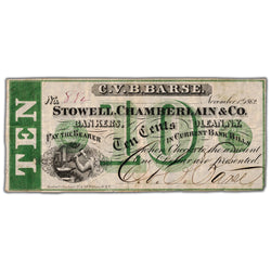 United States Stowell Chamberlain & Co 1862 10 Ten Cents Note - Circulated