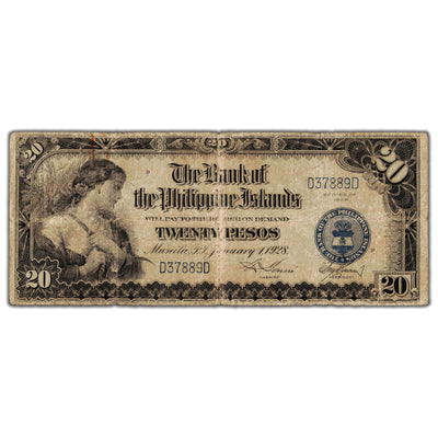 Philippines 1928 20 Twenty Pesos Note P #18 - Circulated