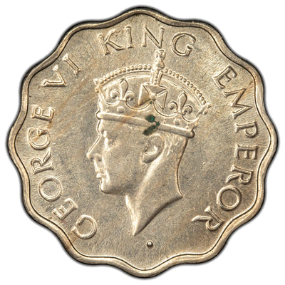 India 1940 Short Trefoils Bombay One Anna Coin KM #537