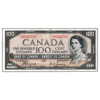 SOLD $100 1954 Bank of Canada Note Devil Face Coyne-Towers BC-35a - VF