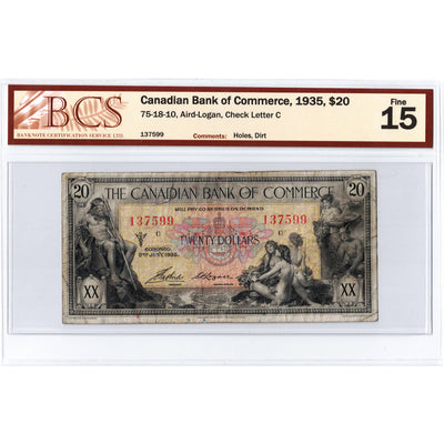$20 1935 Canadian Bank of Commerce Canada Chartered Note #75-18-10 - BCS F-15