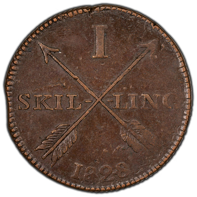 Sweden 1828 1 One Skilling Coin