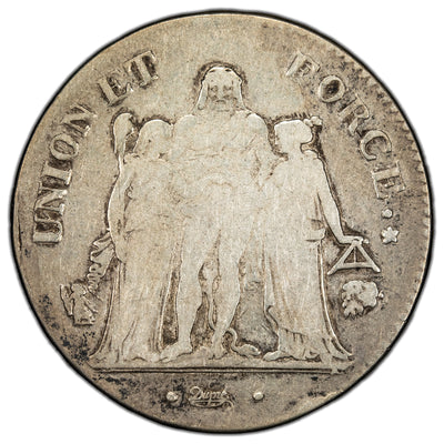 SOLD France 1799 L Overdate 5 Francs Silver Coin