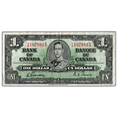 $1 1937 Bank of Canada Note Gordon-Towers H/M Prefix BC-21c - VF
