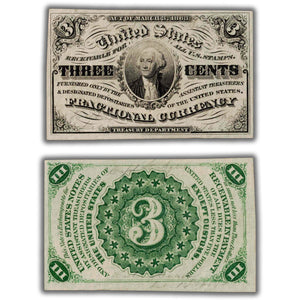 SOLD United States 1863 3rd Series 3 Cents Fractional Currency Note Fr #1226 - Writing