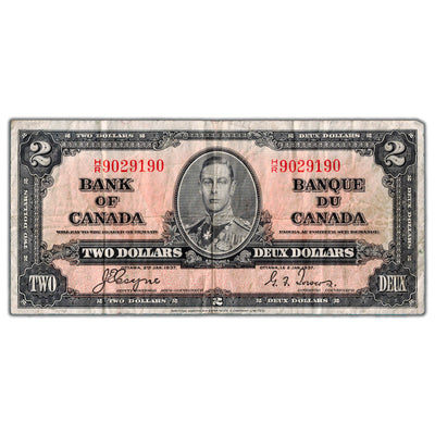 $2 1937 Bank of Canada Note Coyne-Towers H/R Prefix BC-22c - Fine
