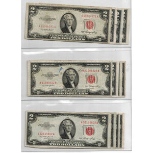 SOLD Lot of 12 United States 1953 $2 Two Dollars Notes - All Circulated Grades