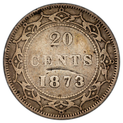 Newfoundland 1873 20 Cents Silver Coin - Reverse Damage