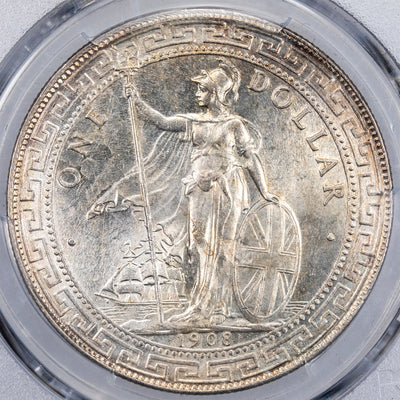 Great Britain 1908-B $1 Trade Dollar Silver Coin Prid-18 - PCGS MS-63